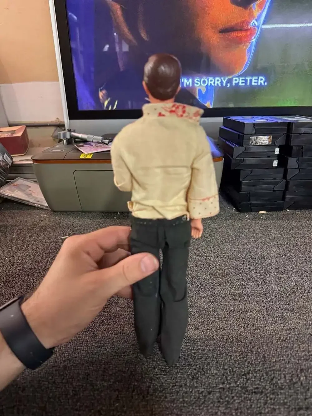 Vintage 1980s Mattel Ken Doll with Floral Embroidered Shirt and Black Trousers